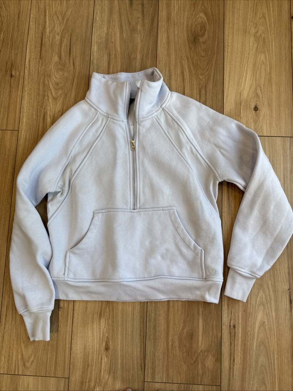 Danskin Womens Size S Quarter Zip Scuba Pullover Sweatshirt Light Blue Mock Neck